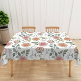 Aperturee Vibrant Floral Tablecloth with Colorful Flowers and Green Leaves, for Summer Party and Outdoor Dining